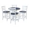 International Concepts 36 in. Solid Wood Round Pedestal Gathering Height Dining Table with 4 Counter Stools in White/Gray K05-36RT-6B-S6172-4 - alternate 1